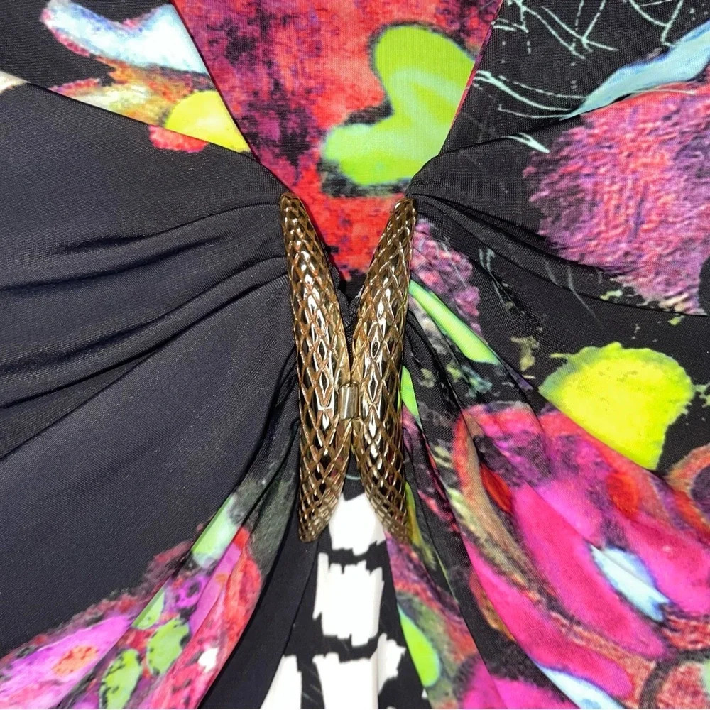Roberto Cavalli Colorful Black Floral Blouse Women’s Size 42 Designer Preppy - Picture 3 of 13